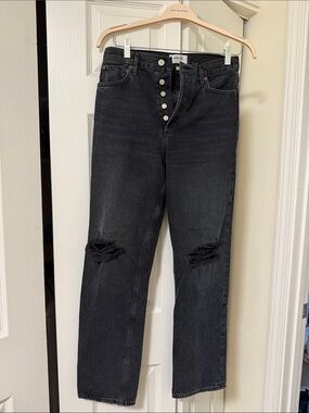 AGOLDE 90s Pinch Black High-Rise Button-Fly Ripped Jeans